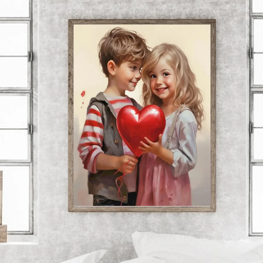 Diamond Painting - Full Round Drill - Kid Sweet Couple(Canvas|30*40cm)