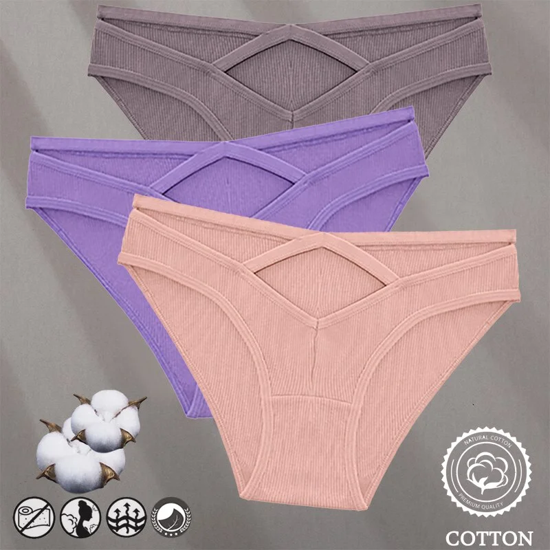 Billionm Women Sexy Cotton Underwear V-Waist Hollow Out Panties Briefs Solid Color Intimates Lingerie Female Comfortable Panty