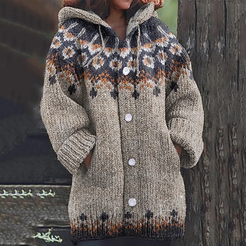 Vintage Tribal Icelandic Pattern Cozy Cardigan Sweater