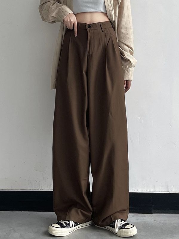 Basic Casual Straight Leg Tailored Pants