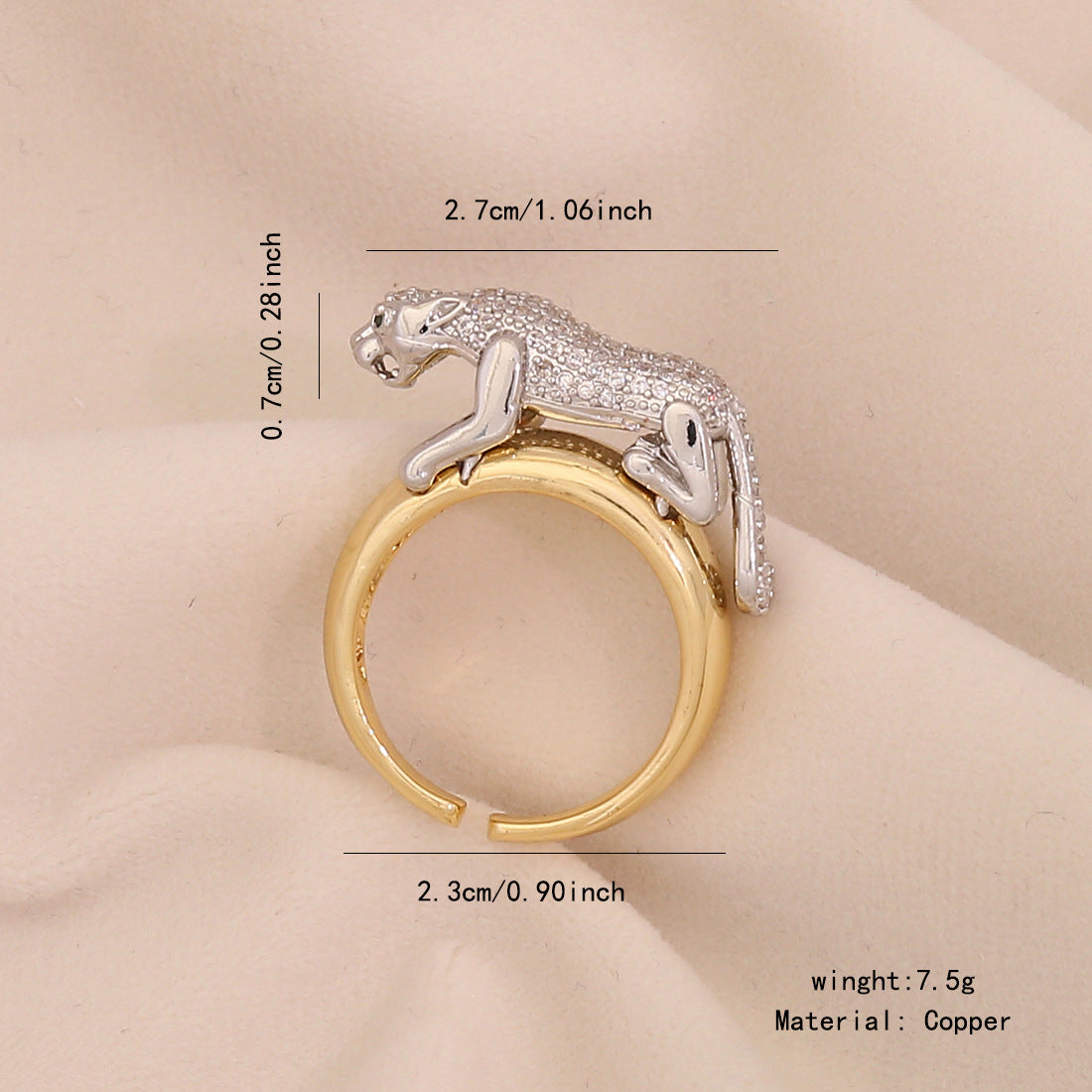 Gold Heart Zircon Ring Geometric Metal Style Live Ring Female Niche Ring R116