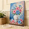 DIY Pearl Painting Hibiscus Vase for Home Decor with Frame(30x20cm)