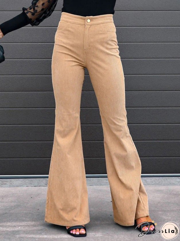 Women's Pants Solid High Waist Micro Flared Casual Pants