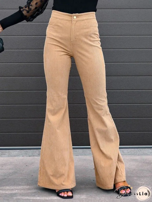 Women's Pants Solid High Waist Micro Flared Casual Pants