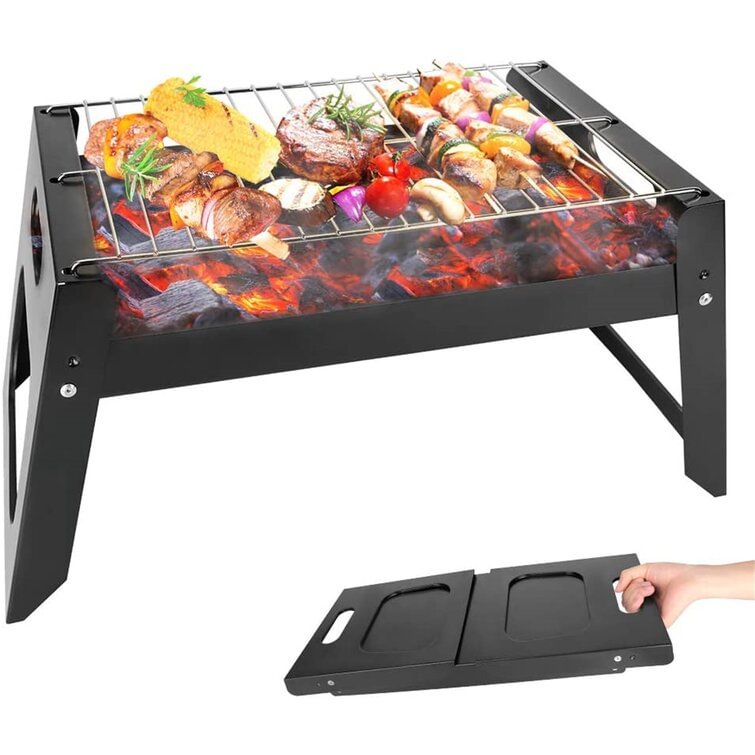 Foldable Barbecue Charcoal Grill Portable Stainless Steel BBQ Charcoal Grills Folding Table Top、、sdecorshop