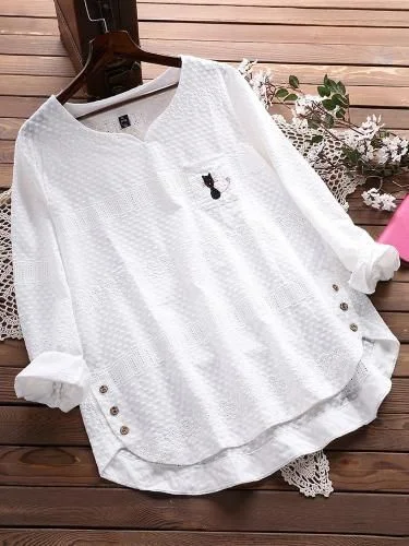 Women's  cotton linen long style shirt