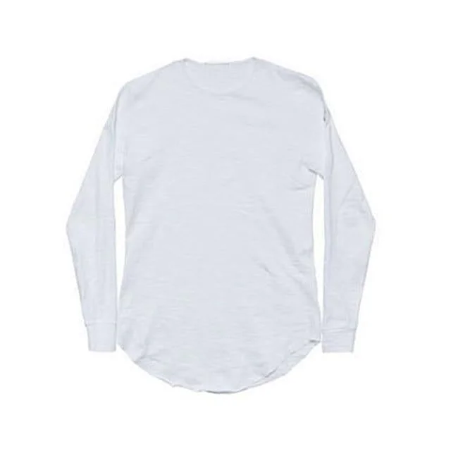 Plus Size Fashion Casual Slim Elastic Soft Solid Long Sleeve Men T Shirts Male Fit Tops Tee