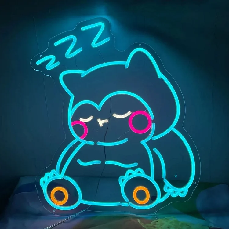  Custom Anime Neon Sign Cute Snorlax Bear Neon Sign Indoor Wall Lights Wedding Event Party Decoration Shop Indoor Home Kids Room Decor Neon