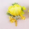 10PCS Sunflower Peony Wedding Catering Bridal Groom Guests Corsage Boutonniere Wrist Artificial Flower Bouquets