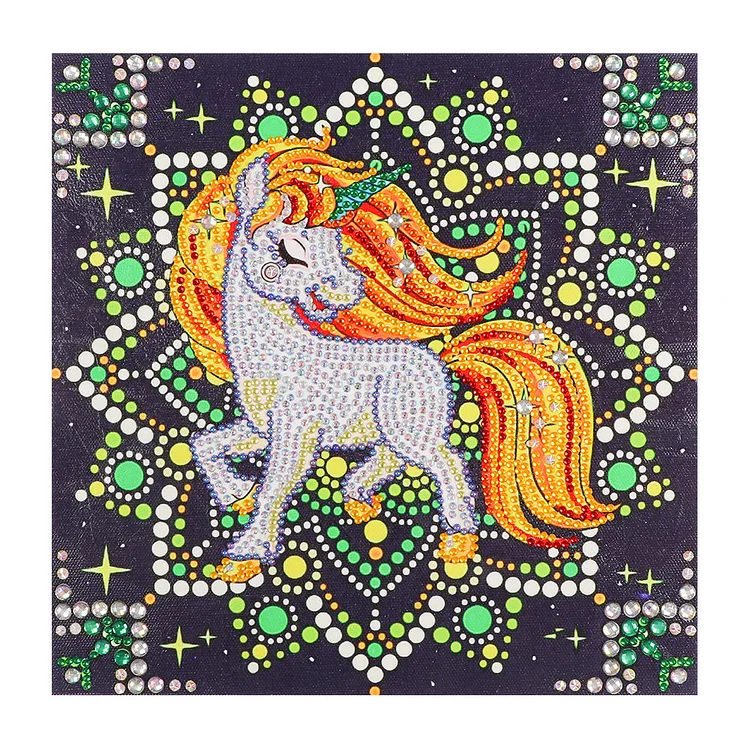 Color Unicorn 30*30CM(Canvas) Beautiful Special Shaped Drill Diamond Painting gbfke