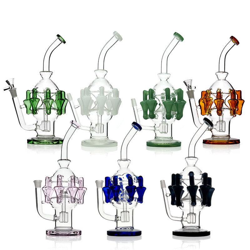 13" Recycler Glass Bong with New Percolator Cyclone Helix Dab Rigs