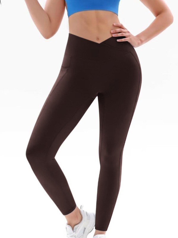 Mature Women Fashion Leggings High Waist Hip Pocket Yoga Pants