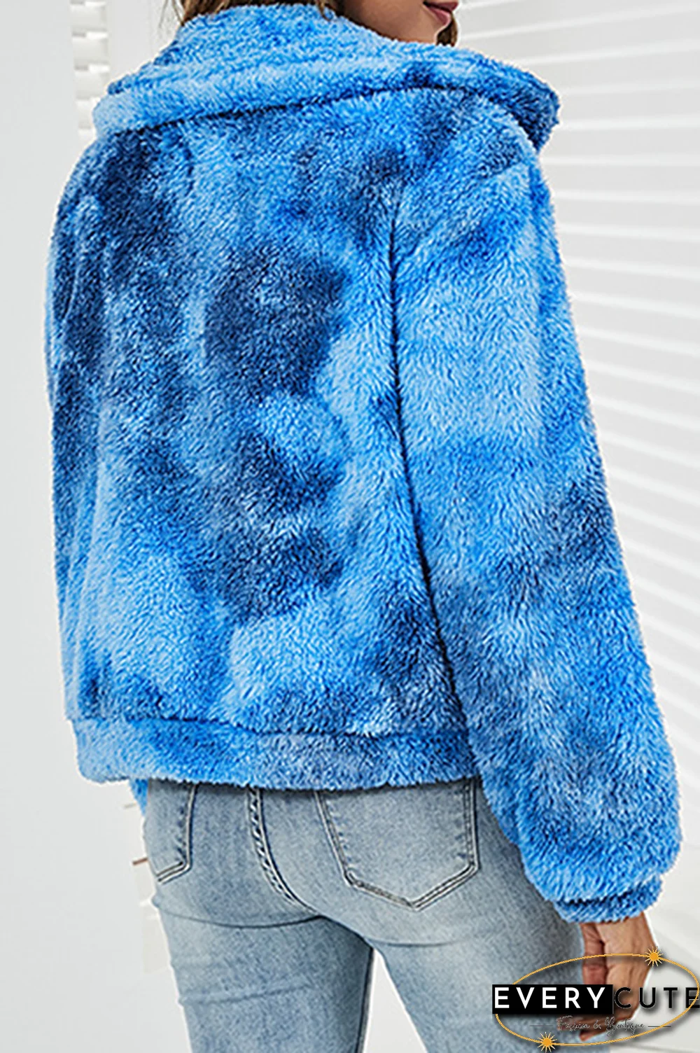 Casual Tie Dye Split Joint Zipper Turndown Collar Outerwear
