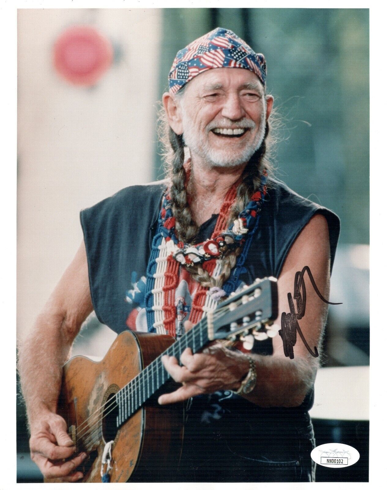 WILLIE NELSON Signed LIVE SHOT / ON THE ROAD AGAIN 8x10 Photo Poster painting JSA COA