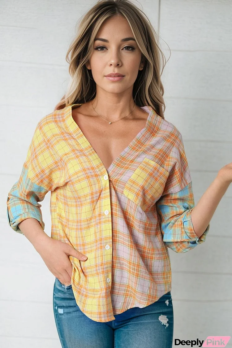 Open Front Buttoned Long Sleeve Shirt with Pocket