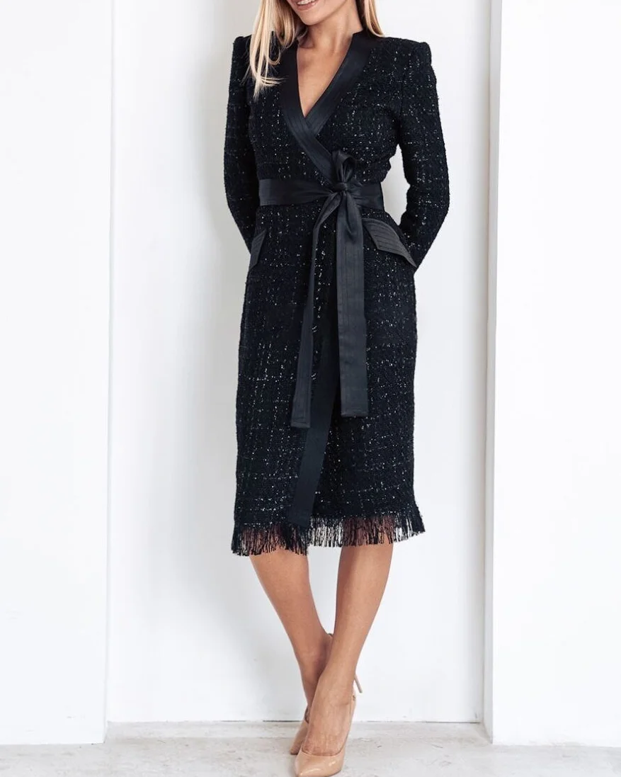 Women's Tweed Fringe Work Dress