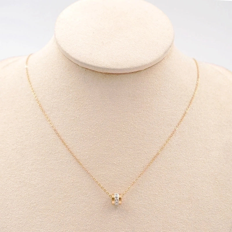 304 Stainless Steel Titanium Steel Gold Plated Casual Minimalist Plating Inlay Geometric Rhinestones Necklace