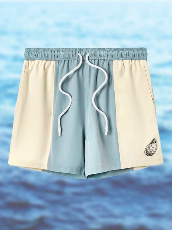 Men's Oyster Color Block Print Casual Shorts