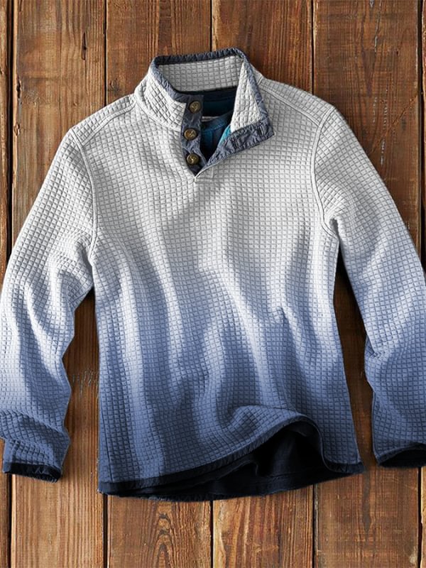 Men's Waffle Collar Colorblock Long Sleeve T-Shirt