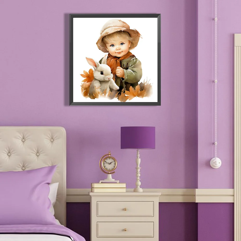 Diamond Painting - Full Round Drill - Harvest Farm Kid(Canvas|40*40cm)