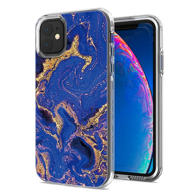 2023 Luxury Electroplated Marble Painted Transparent Protective Case For iPhone