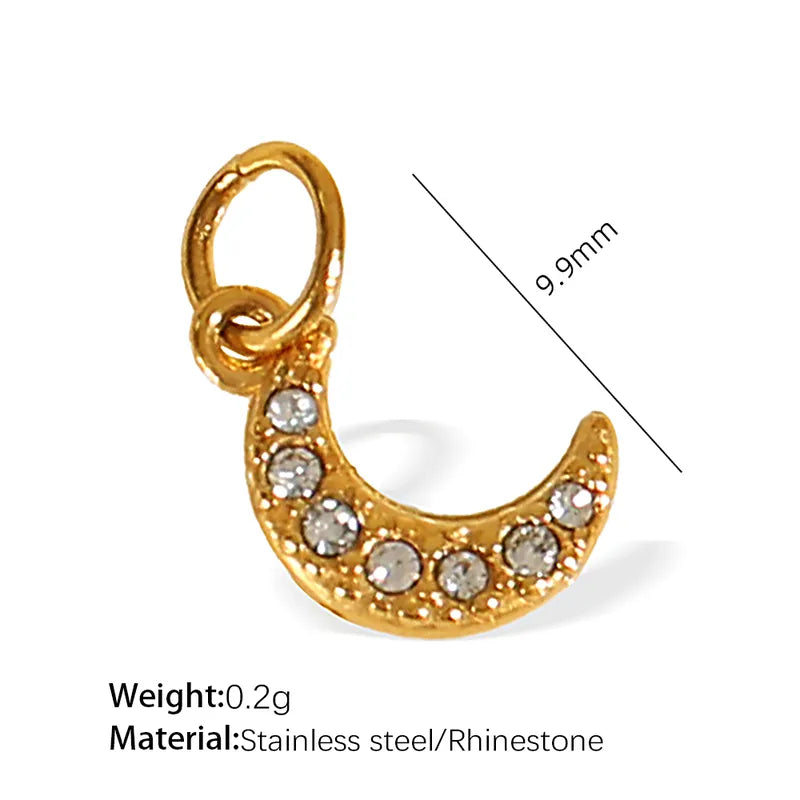 1 Piece 14.2*9.3mm 304 Stainless Steel Artificial Rhinestones 18K Gold Plated Moon Heart Shape Horseshoe Pendant Jewelry Accessories