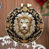 Gold Lion-DIY Embroidery Kit with Pattern Cotton Threads Needles Hoop 30*30cm/11.81*11.81in