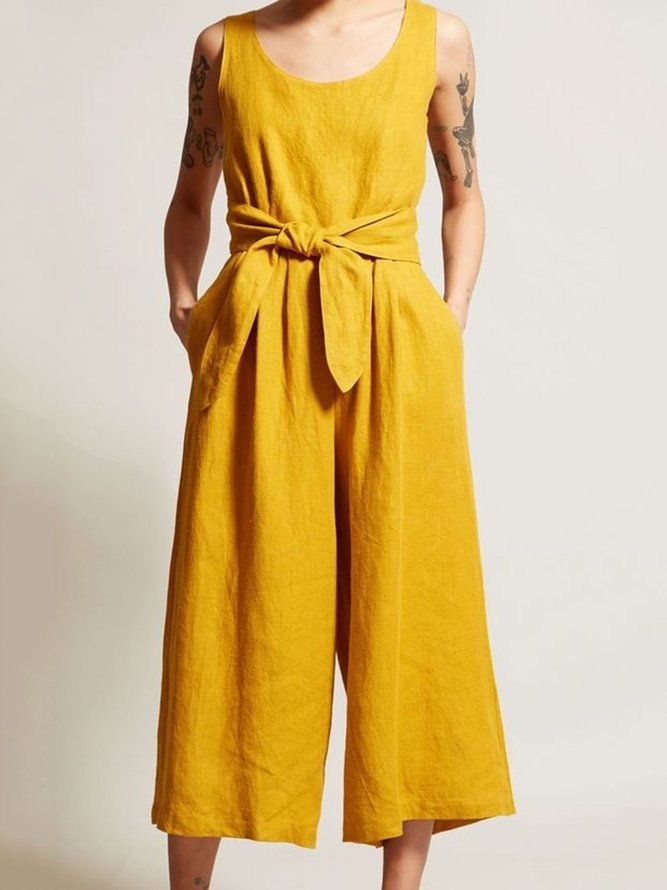 Solid without Sleeve Casual Romper Jumpsuits