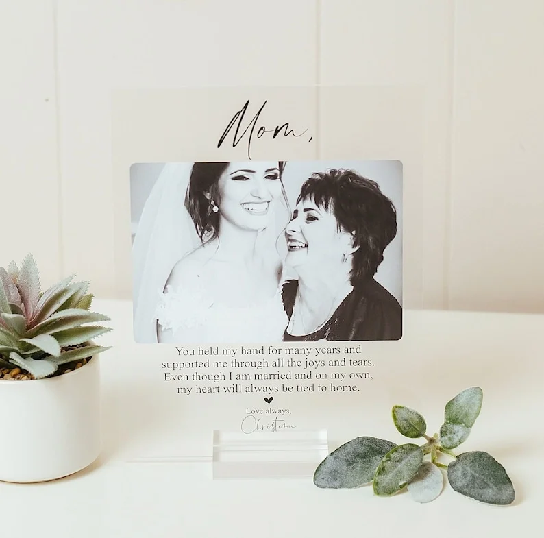 Mother Of The Bride Personalized Photo Plaque w Stand, Mothers Day Gift, Gift for Her, Mom Gift From Daughter , Photo Collage