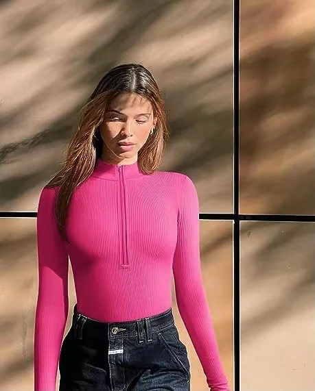 Nigikala Nigikala Long-Sleeved Joint Sexy Rib-Link Long-Sleeved Tops