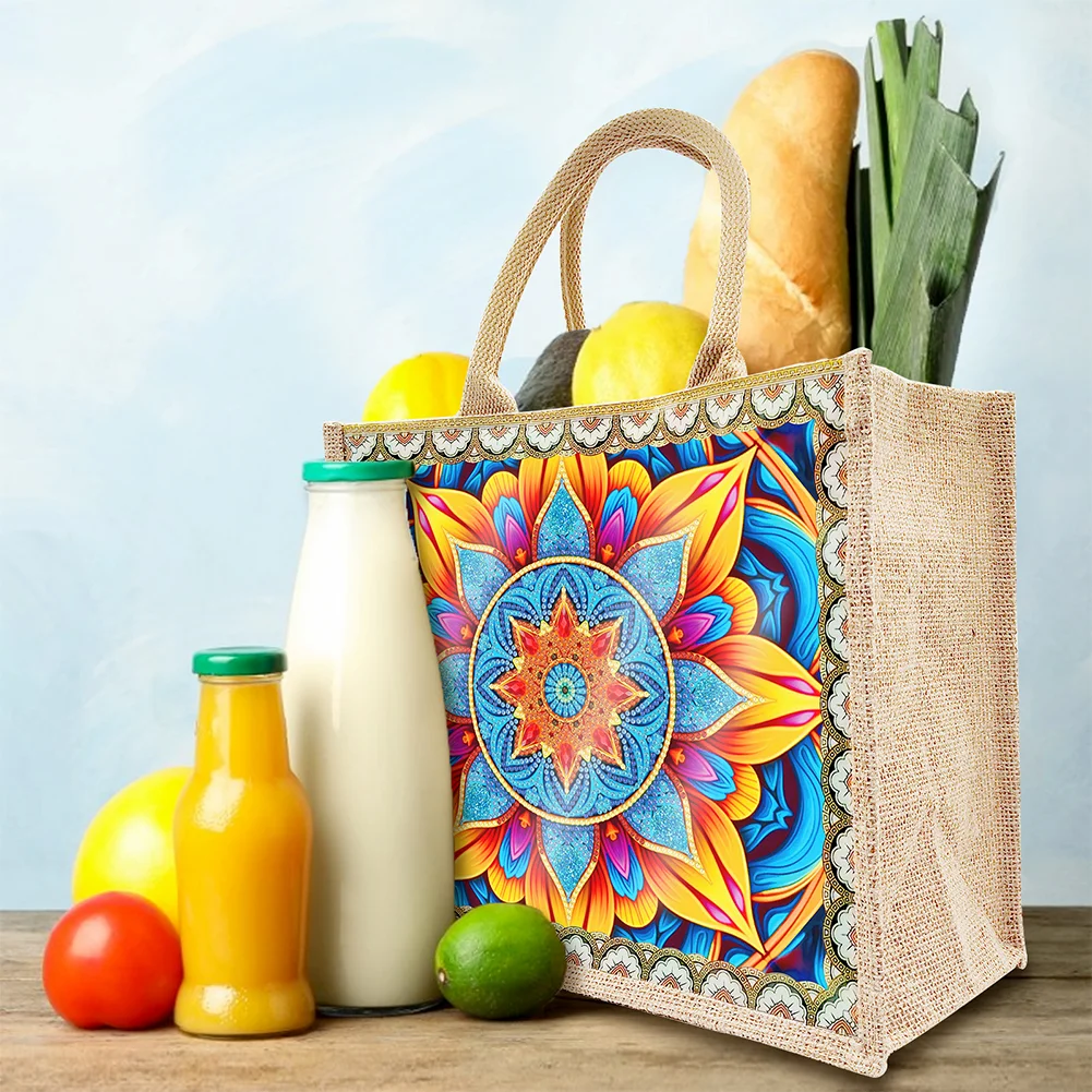 [Upgrade - Waterproof Bag]DIY Mandala Diamond Painting Tote Bag Replaceable Canvas for Women Adults