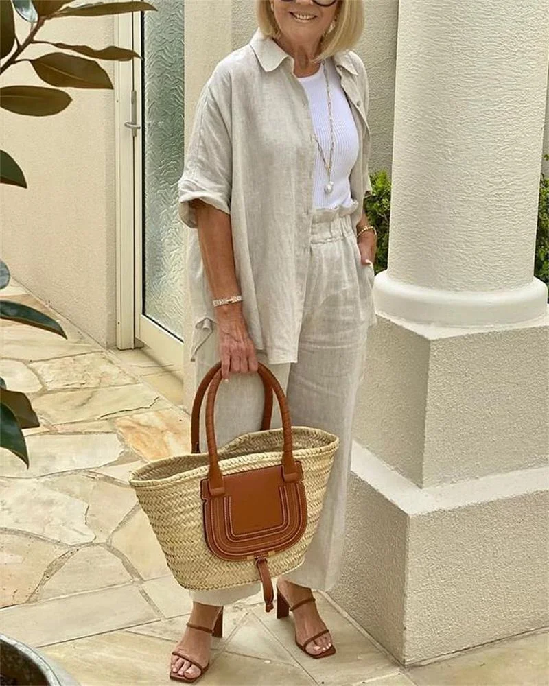 Women's Casual Solid Color Two Piece Suit