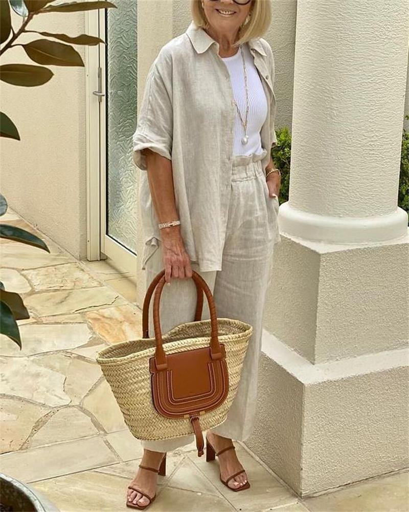 Women's Casual Solid Color Two Piece Suit
