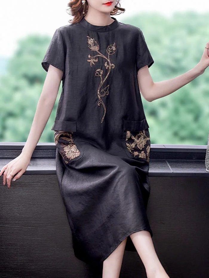 Turtle Crack Fragrant Cloud Yarn Faux Silk Dress