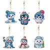 6Pcs Winter Schneemann Pinguin Eisbär doppelseitig - 5d DIY Handwerk Schlüsselanhänger