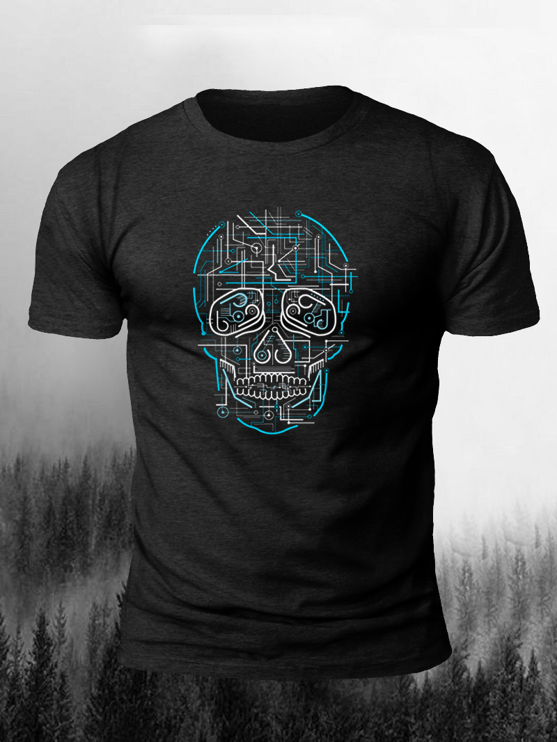 Tech Skull Print Short Sleeve T-Shirt