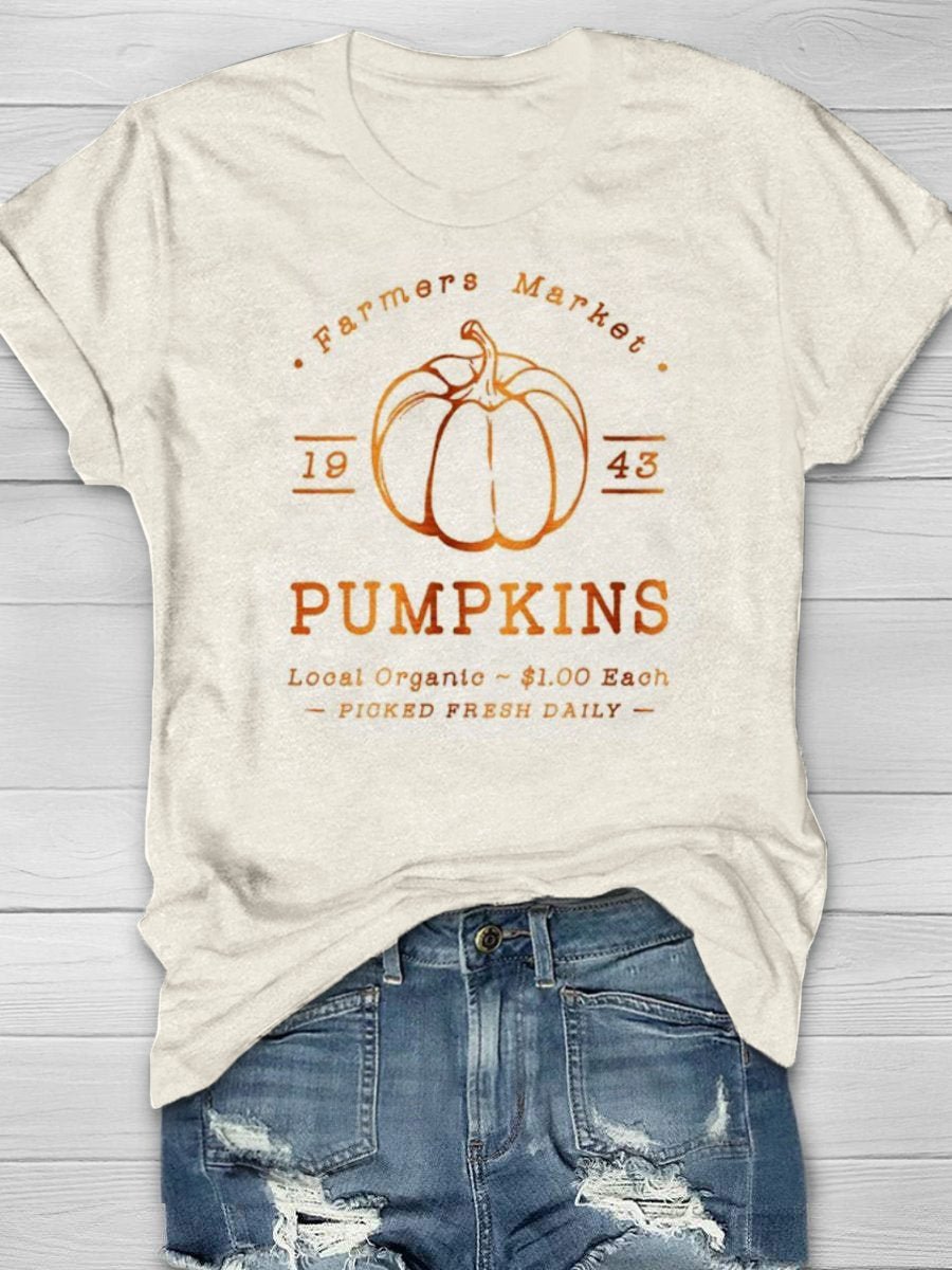 pumpkins Vintage Fall Beige T-Shirt