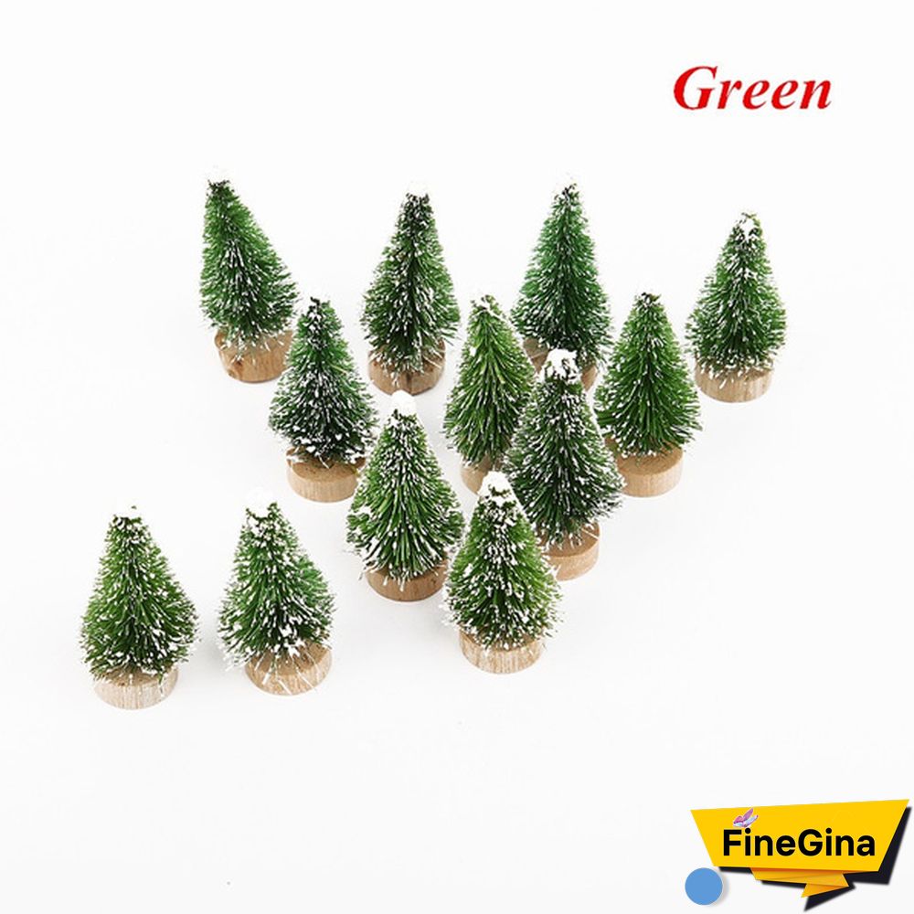 Wholesale 12/24Pcs Tabletop Christmas Pine Tree Xmas Mini Snow Trees Small Decoration Gifts