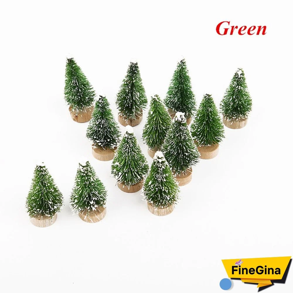 Wholesale 12/24Pcs Tabletop Christmas Pine Tree Xmas Mini Snow Trees Small Decoration Gifts