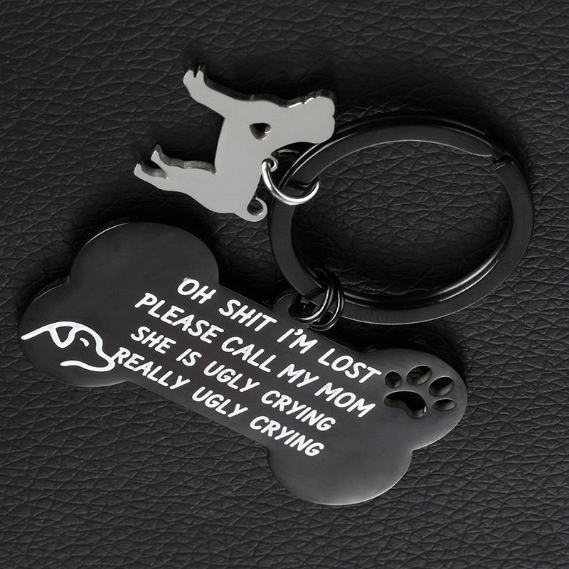 Fashion Dog Unforgettable Stainless Steel Bag Pendant Keychain