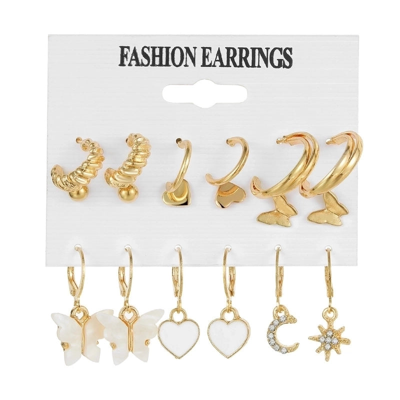 Retro Round Alloy Plating Artificial Pearls Women’s Earrings Ear Studs 6-piece Set