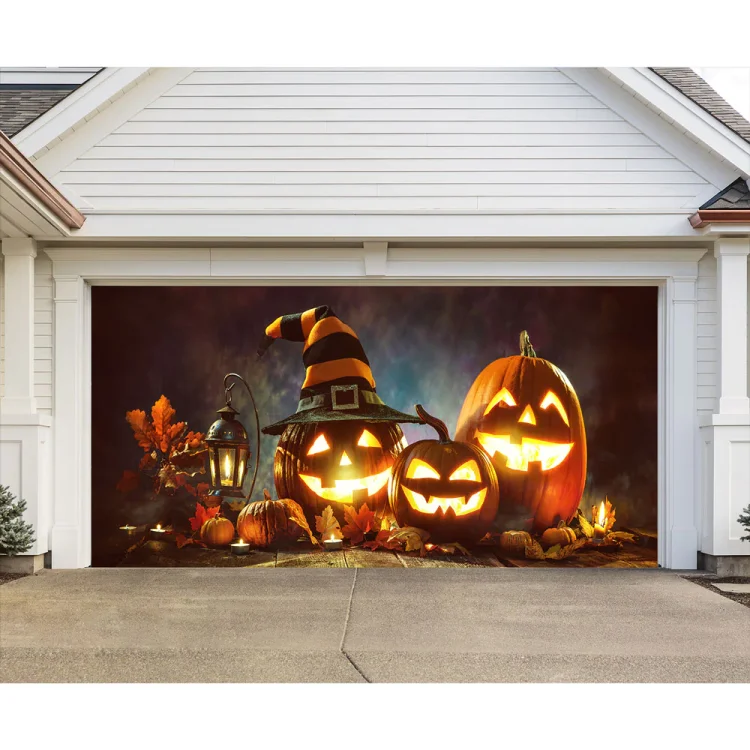 Scary Halloween Pumpkins Garage Door Banner Mural