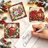 6pcs Poinsettia Xmas DIY Diamond Painting Cards Art 15x15cm for Adults