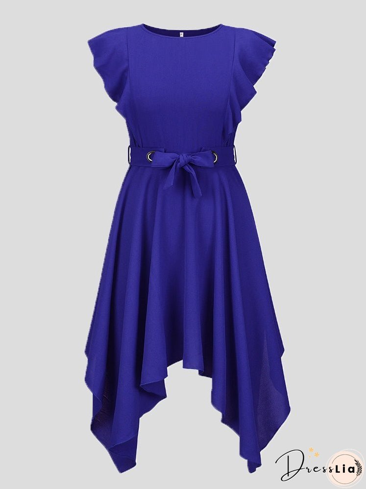 Dresses Slim Belt Irregular Ruffle Sleeve Dress for Women