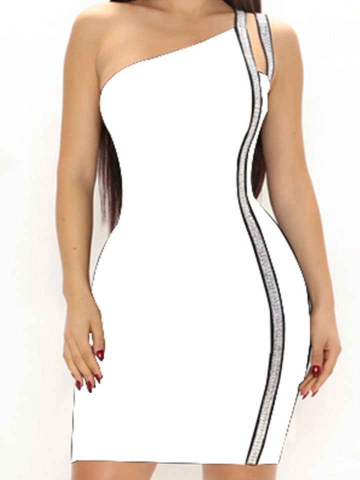 Sexy One-Shoulder Sling Dress Hollow Hip Dress