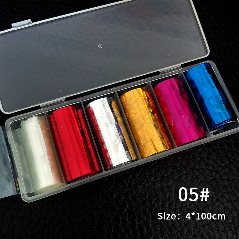 Luxury Iridescent Transfer Foil Paper Sticker Designer Set Nail Art Decal Adhesive Tropical Star 3D Art Decoration