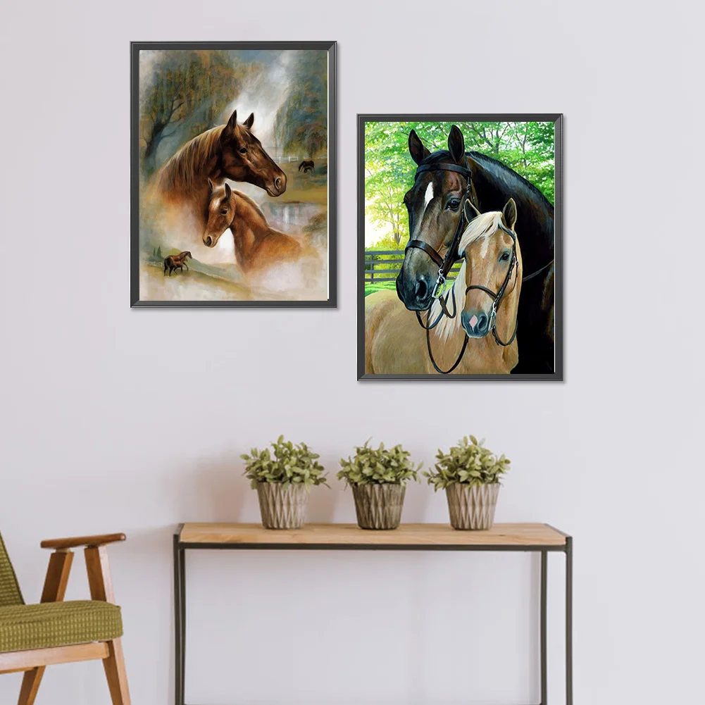 2pcs Diamond Painting - Full Round Drill - Horse(Canvas|30*40cm)