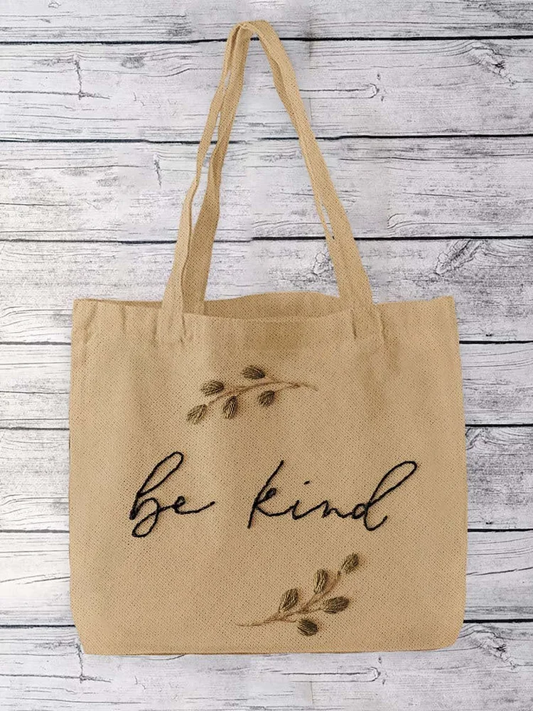Be Kind Print Pattern Linen Tote Bag
