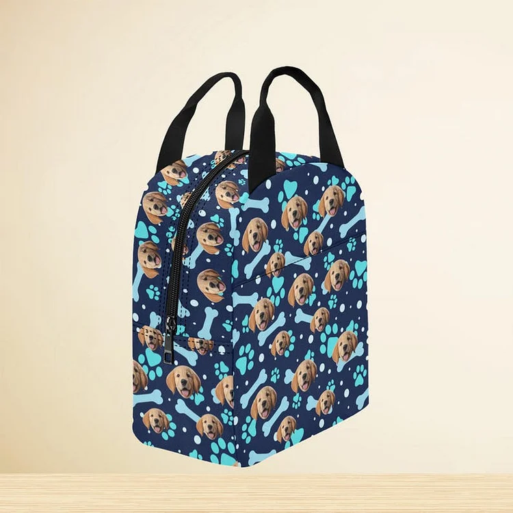Custom Pet Face Lunch Bag, Personalized Insulated Tote Box
