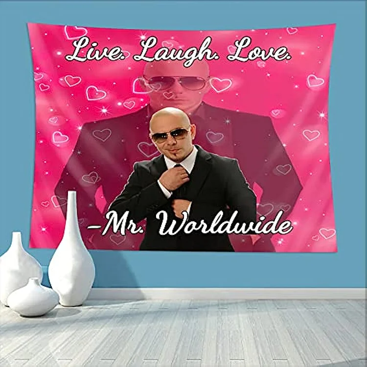 Mr 305 Worldwide Live Laugh Love Tapestry Wall Hanging Room Decor Funny Meme Tapestries for Bedroom Decoration Aesthetic Poster